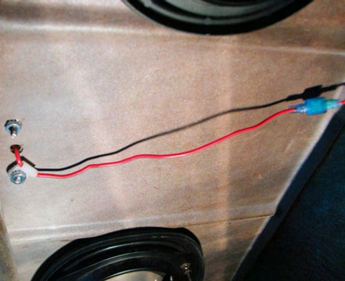 Photo 6. The 3rd brake light wire was clamped and routed to the brake light switch.