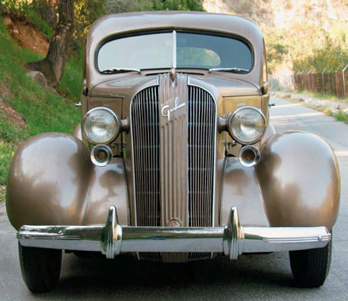 The front on the 1937 Graham is an undeniable example of Depression-era art deco styling.