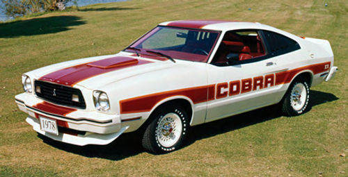 The pony came down in size again with the Mustang II, like this 1978 Cobra version.