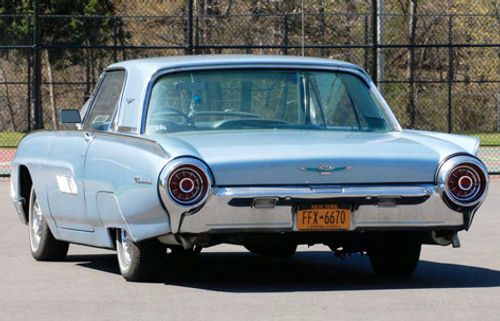 In its third generation, the Thunderbird bore little resemblance to any other American production car. The sporty car’s rear view clearly suggests the future with its giant taillights and their suggestion of jet exhausts.