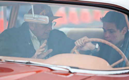 the student  gets some first-hand experience with a 1958 Edsel.