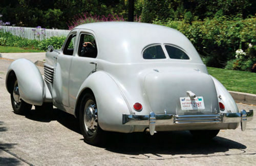 The Cord’s bustle-back integrated trunk was new in 1937 and was a response to complaints about limited luggage space.