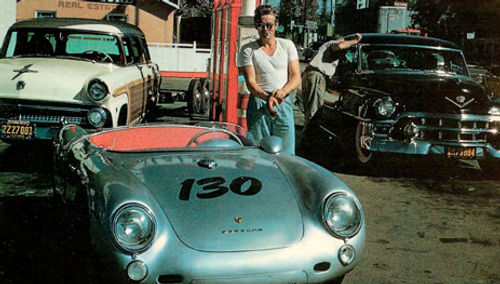 James Dean stopped for gas shortly before the fatal accident in his silver Porsche.