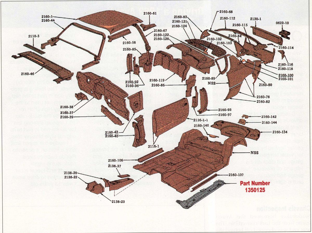 Studebaker Avanti body panel diagram