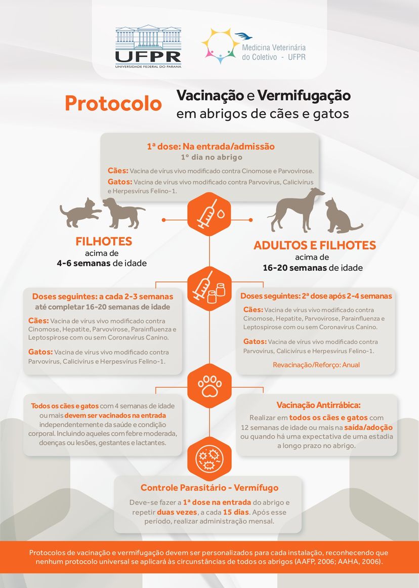Vacinação e Vermifugação em abrigos de cães e gatos