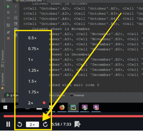 Udemy speed settings