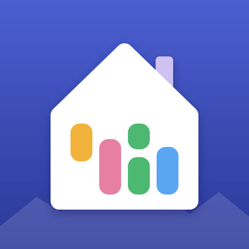 The Familee app icon: a white house with colourful bars on a blue gradient