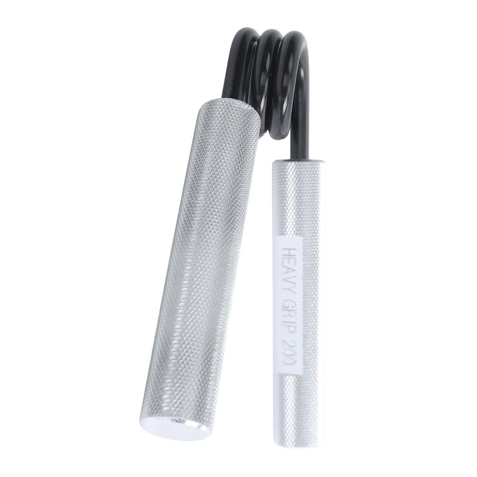 Single Heavy Grip 200 gripper, knurled aluminium handles and a three-coil black spring, on a white background