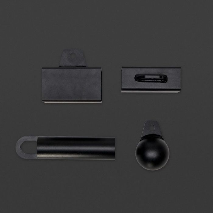 Affenhand steel grip tools laid out on grey: two pinch blocks, a bar grip and a ball grip