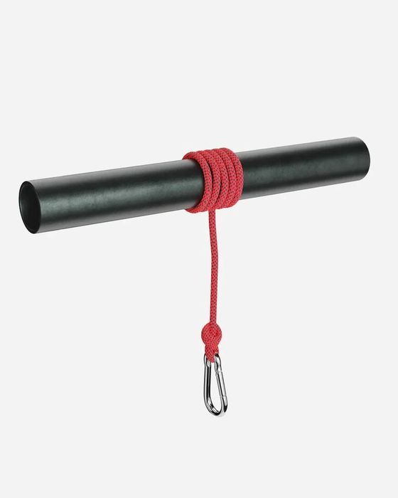 Gods of Grip heavy duty wrist roller, a black knurled bar with a red rope and carabiner
