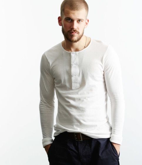 Merz b. Schwanen 102 loopwheeled henley in white
