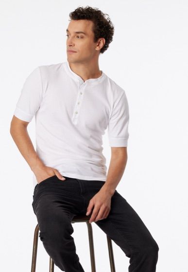 Schiesser Revival Karl-Heinz henley in white