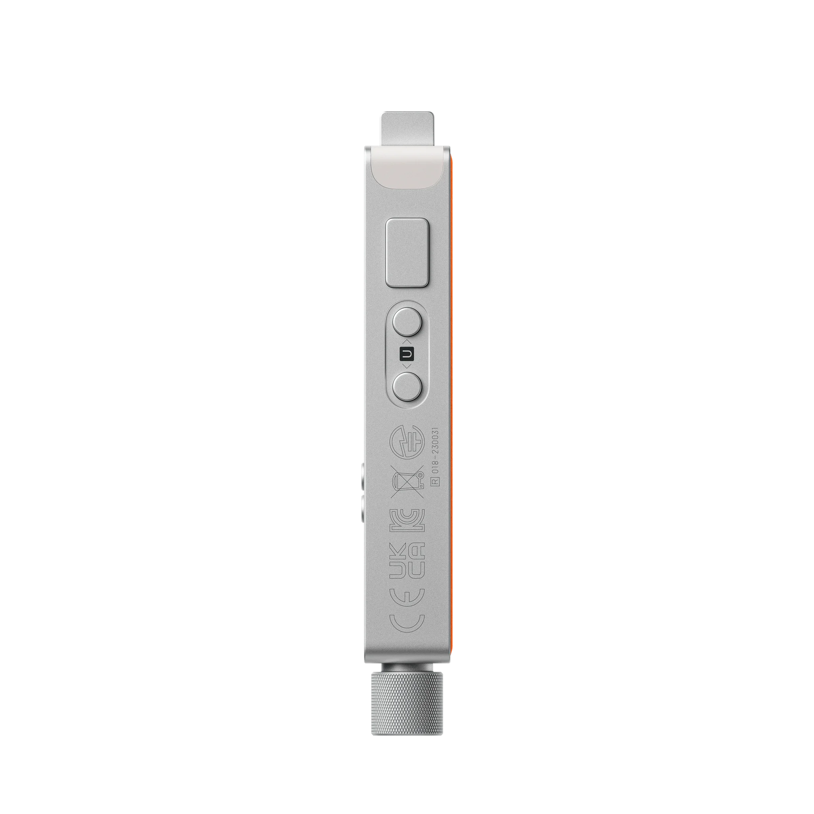The right side of the aluminium TP-7: the rocker and the memo button
