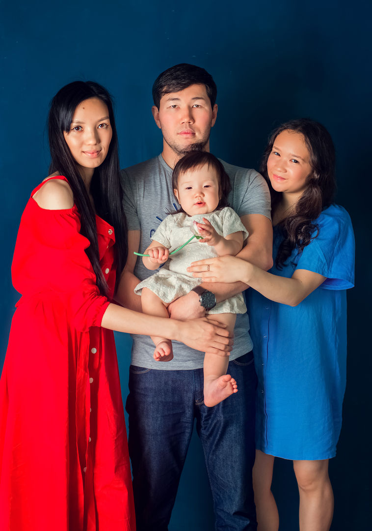 Beautiful family outdoors