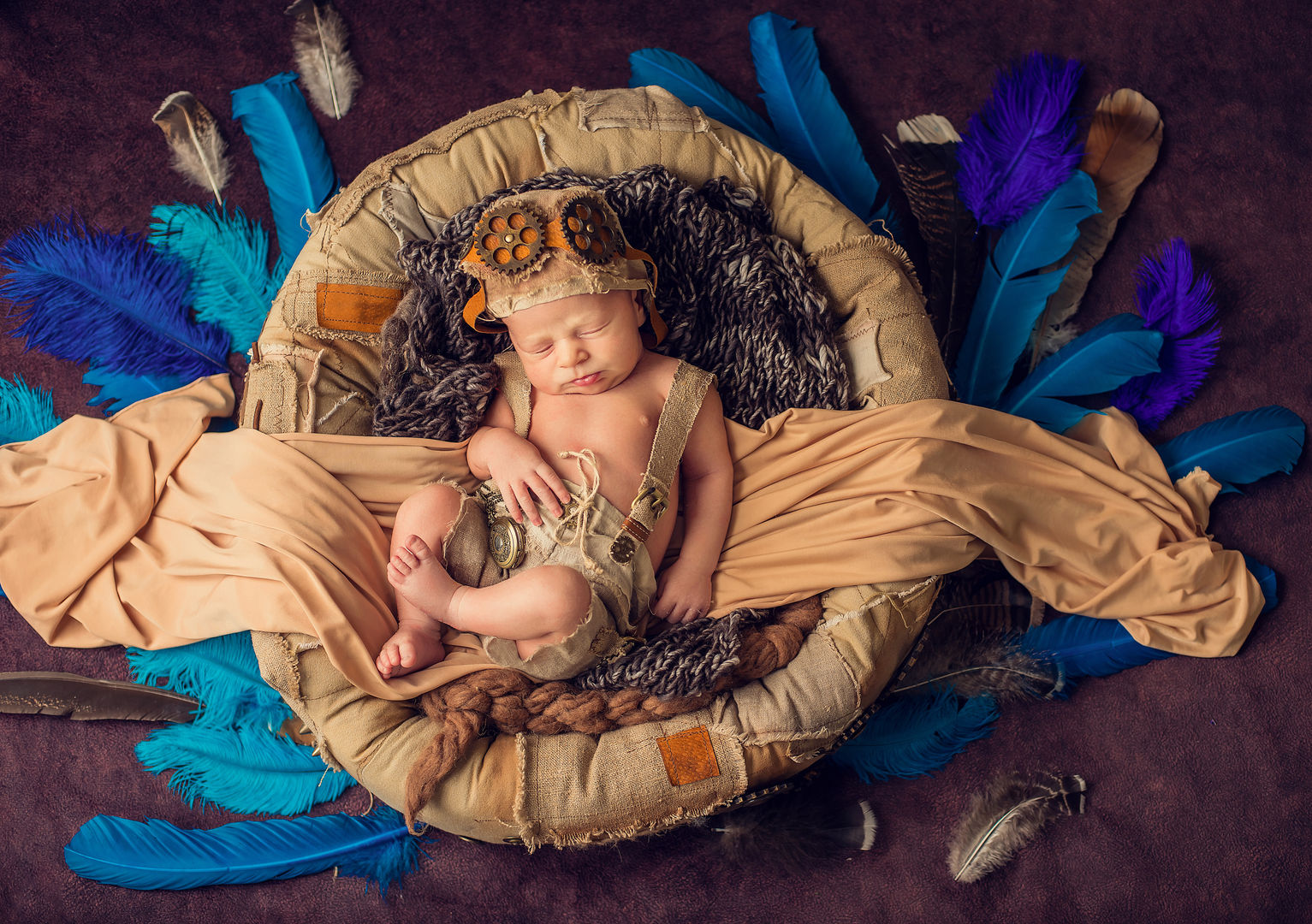 Artistic newborn baby portrait with soft lighting - Los Angeles baby photographer