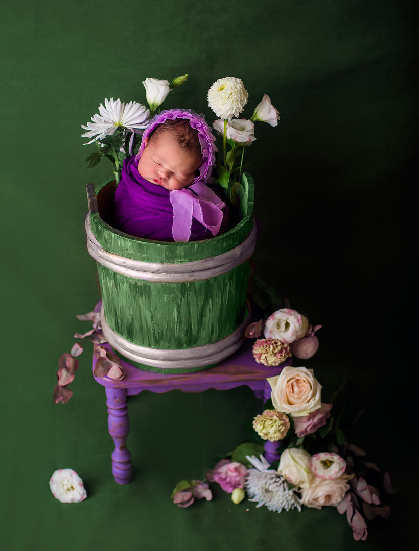 Newborn baby in dreamy composition - artistic portrait Los Angeles