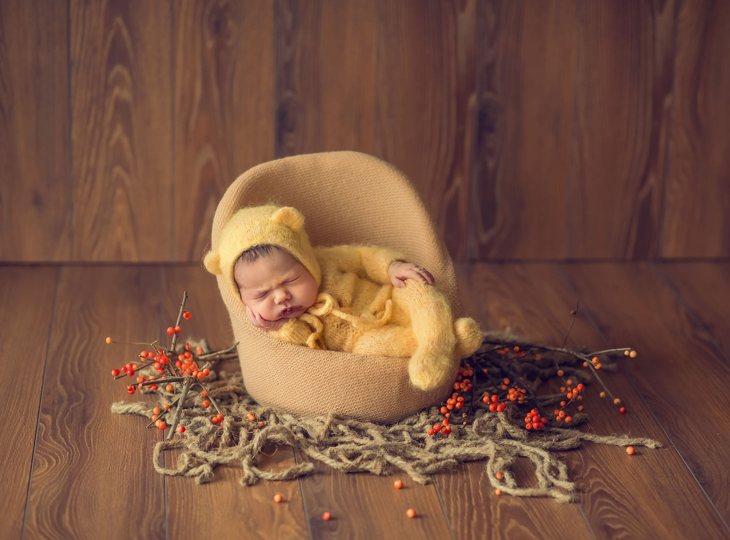 Posed newborn with props - artistic baby portrait Los Angeles