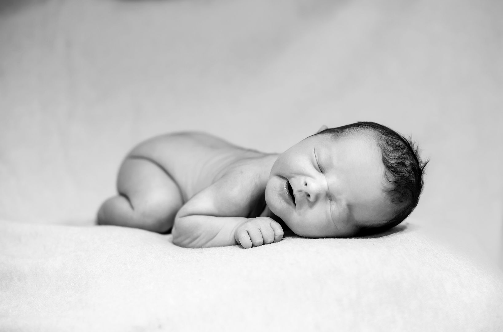 Black and white newborn portrait - classic baby photography