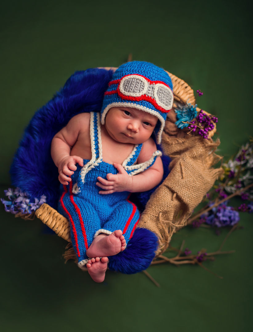 Newborn with floral accents - styled baby portrait Los Angeles