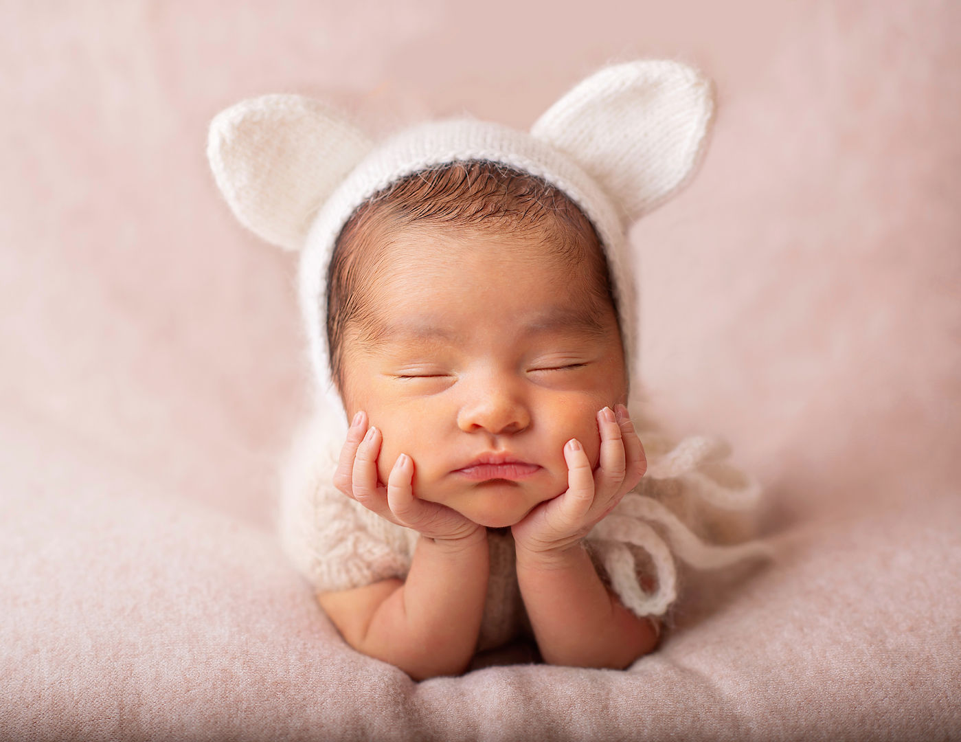 Newborn in basket with props - fine art photography Los Angeles