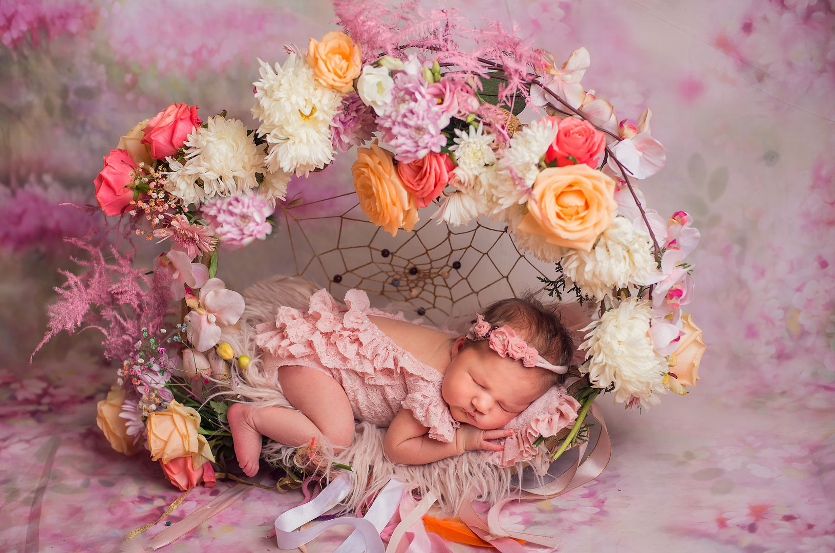 Posed newborn baby - fine art newborn portrait