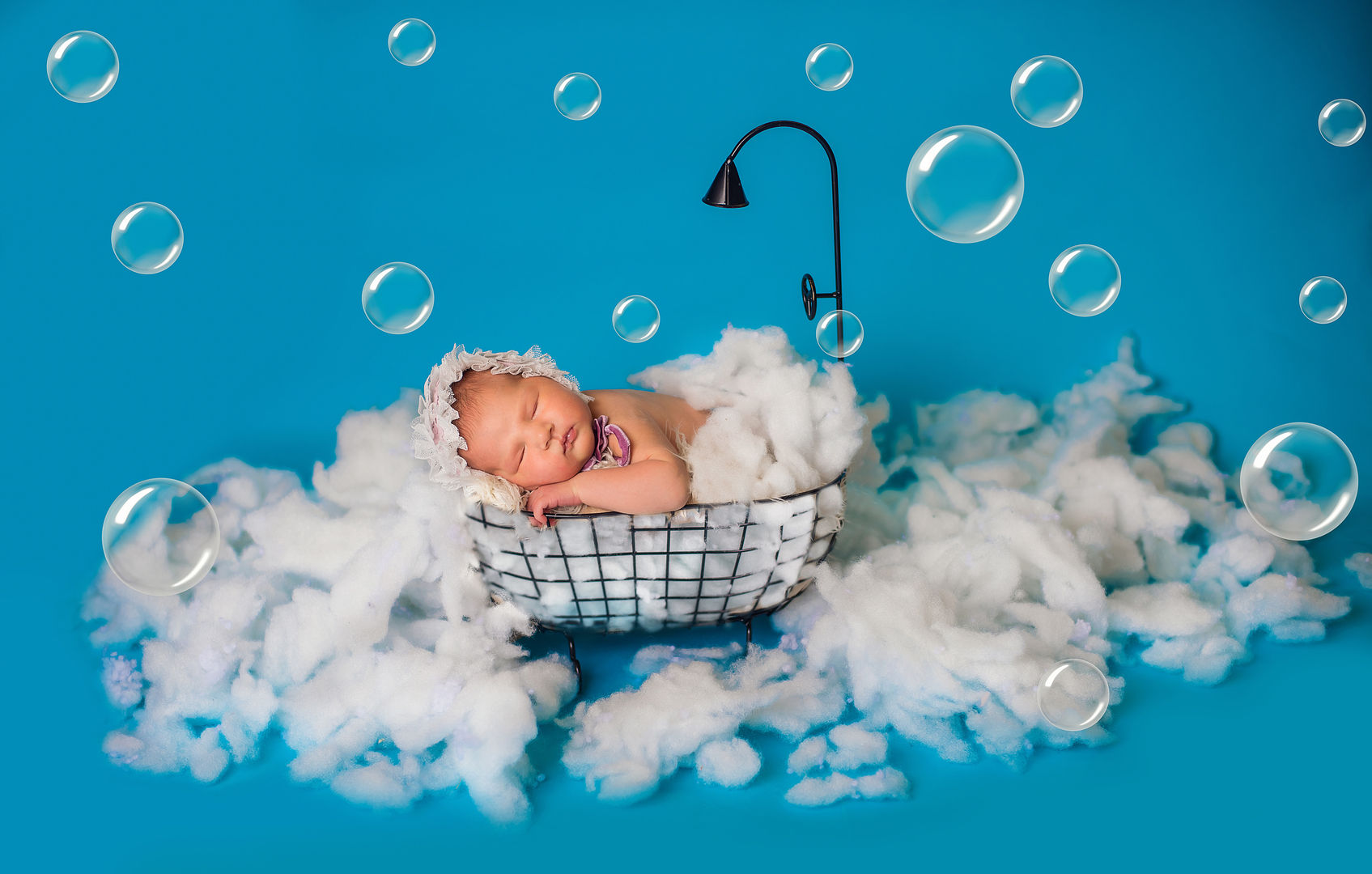 Newborn baby in posed composition - fine art photography Los Angeles