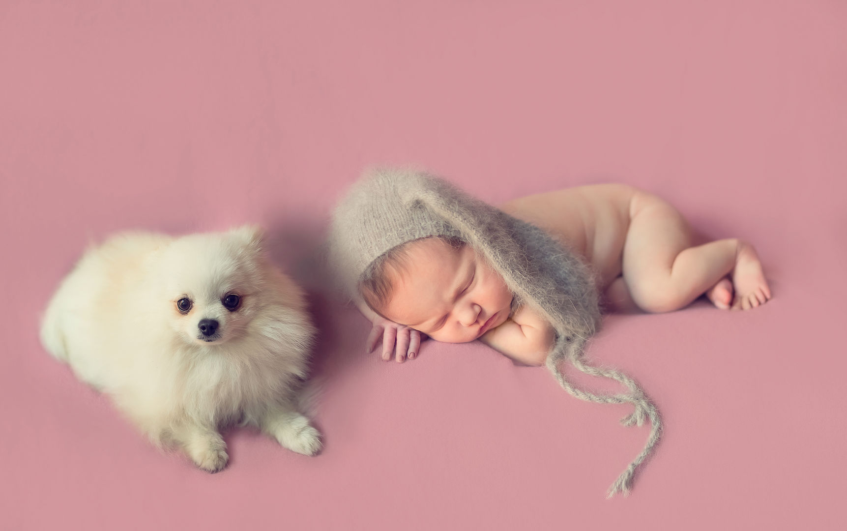 Newborn in basket with floral accents - styled photography Los Angeles
