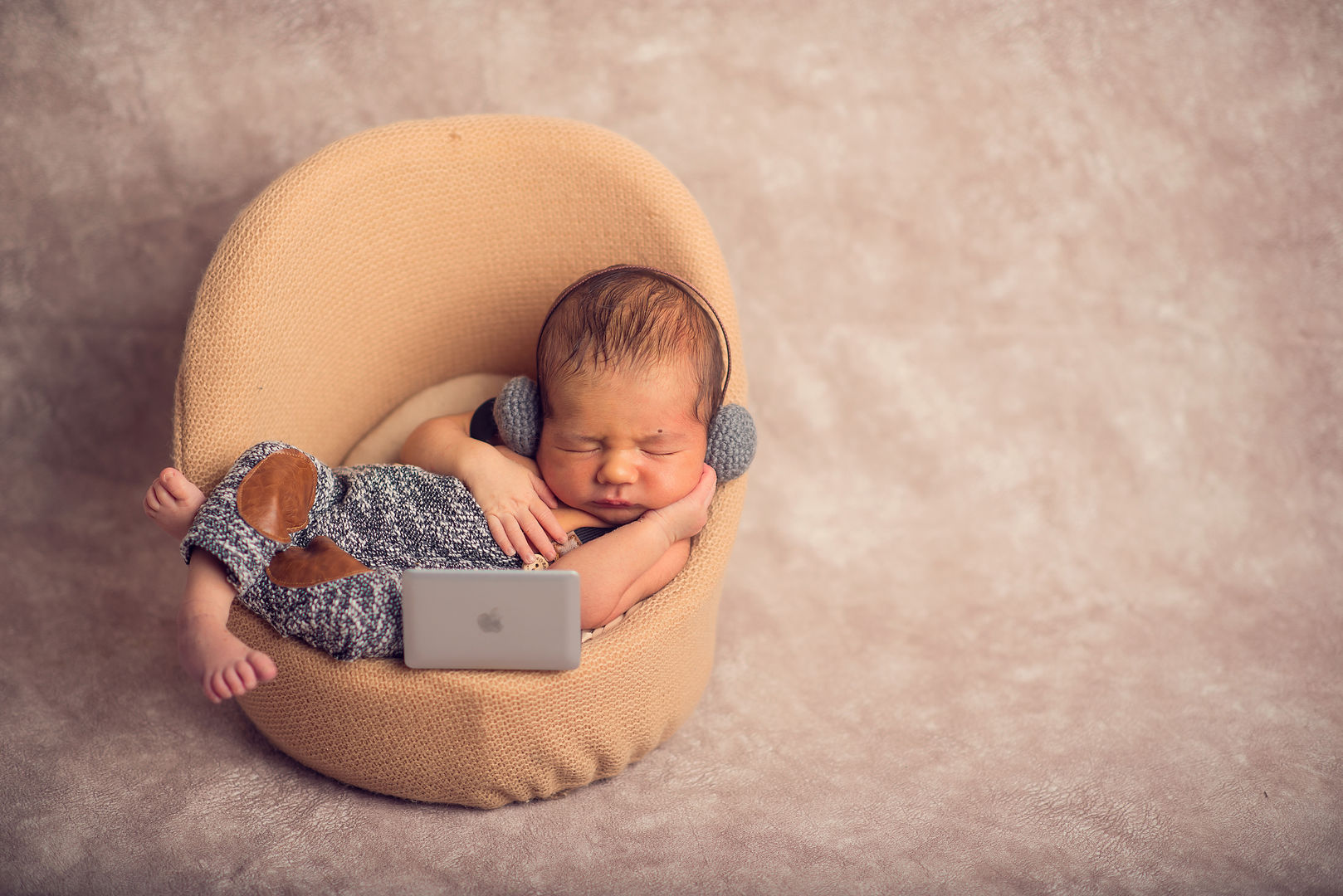 Peaceful sleeping newborn in basket - fine art photography Los Angeles