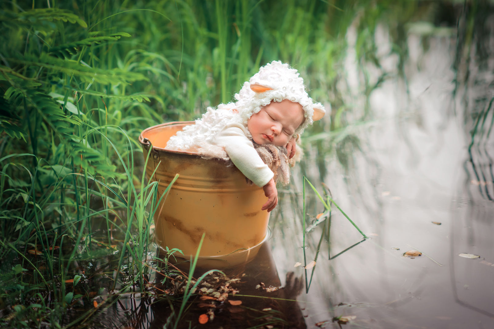Classic newborn with floral accents - artistic newborn photography