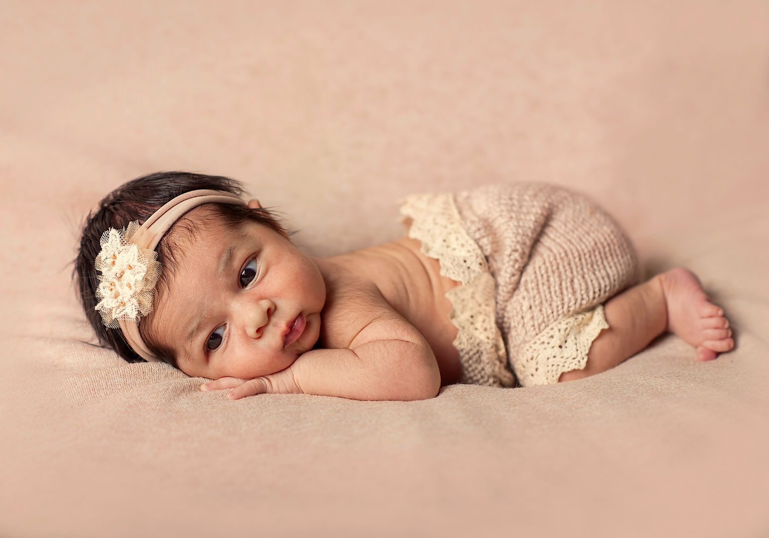 Newborn with props and flowers - styled photography Los Angeles