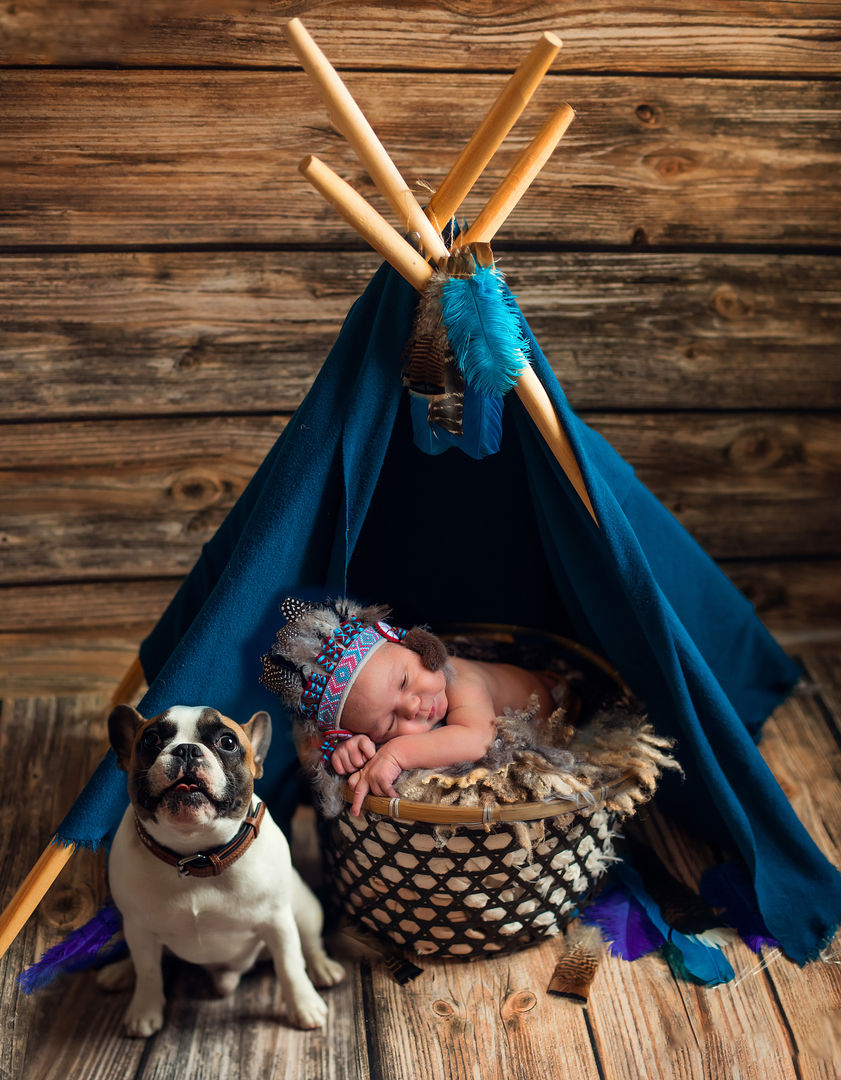 Classic newborn portrait with props - Los Angeles baby photography