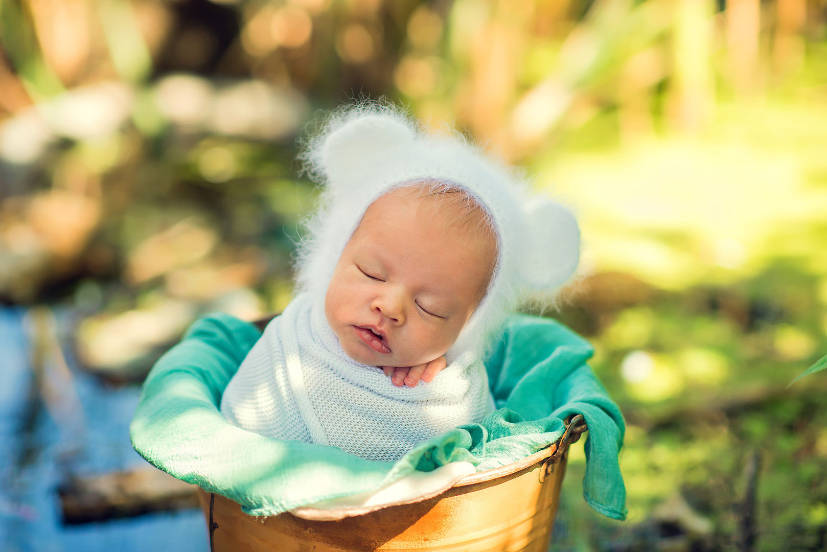 Newborn with props and flowers - styled photography Los Angeles