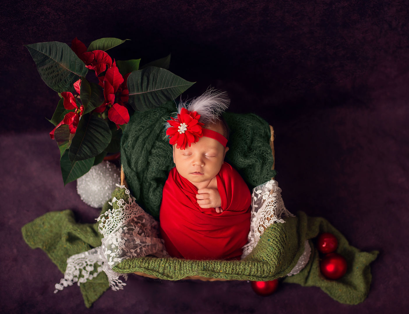 Peaceful newborn sleeping - artistic baby photography
