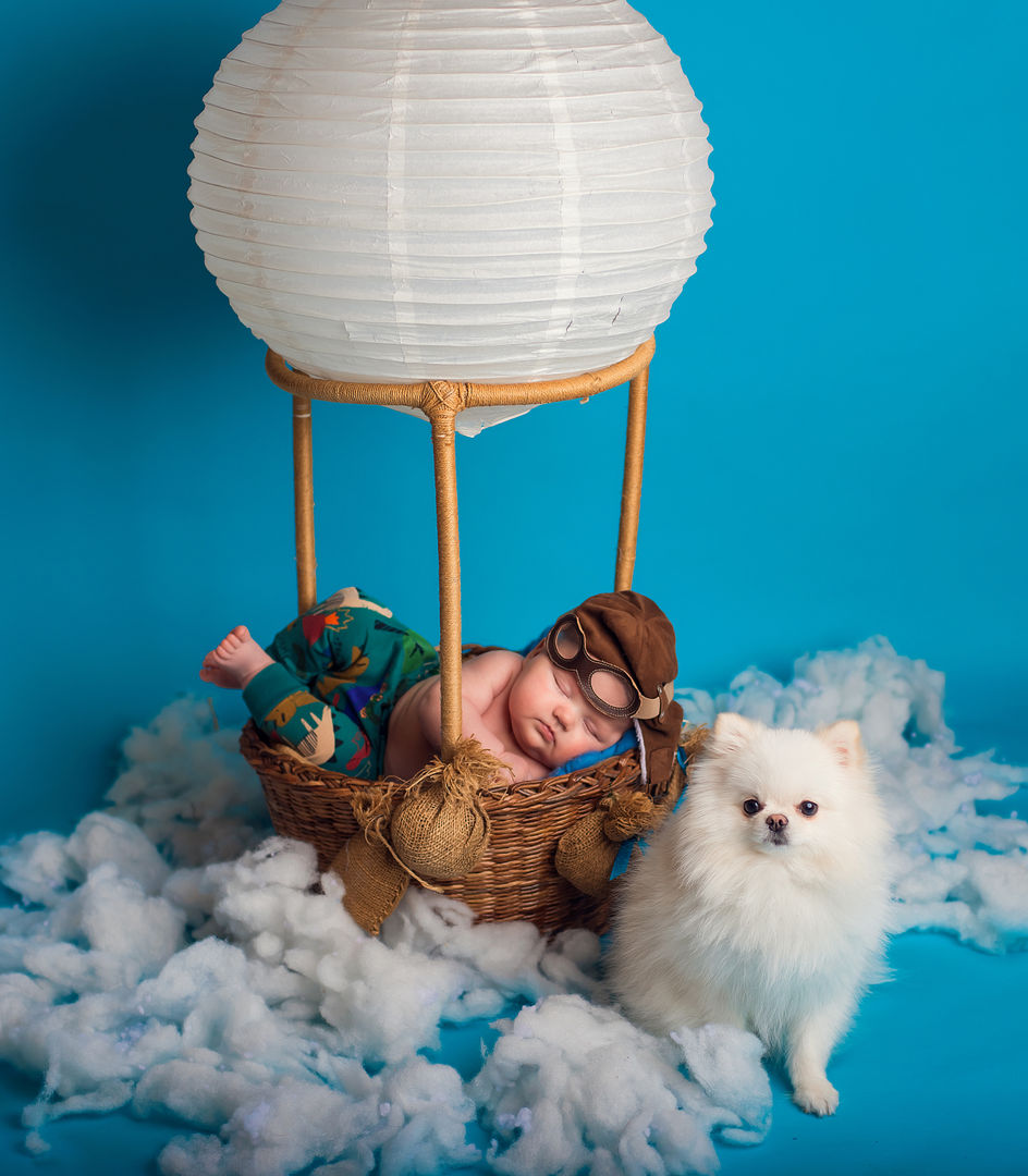 Newborn with floral crown - artistic baby portrait Los Angeles
