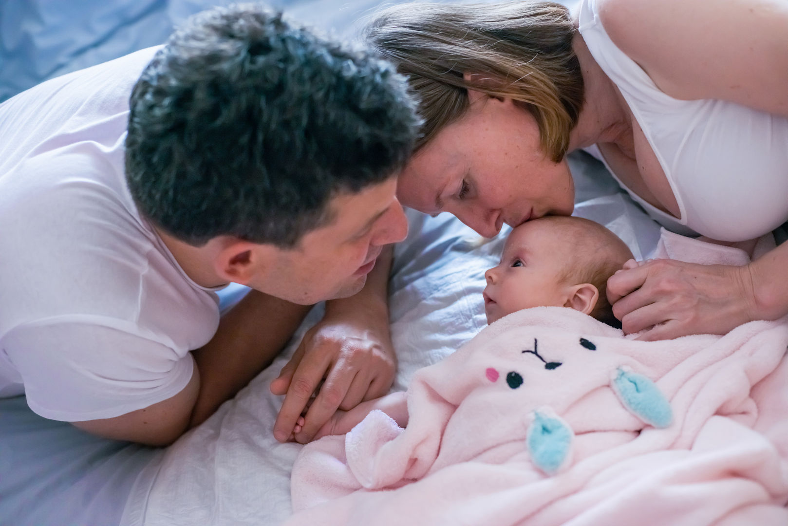 Beautiful newborn lifestyle portrait with natural lighting