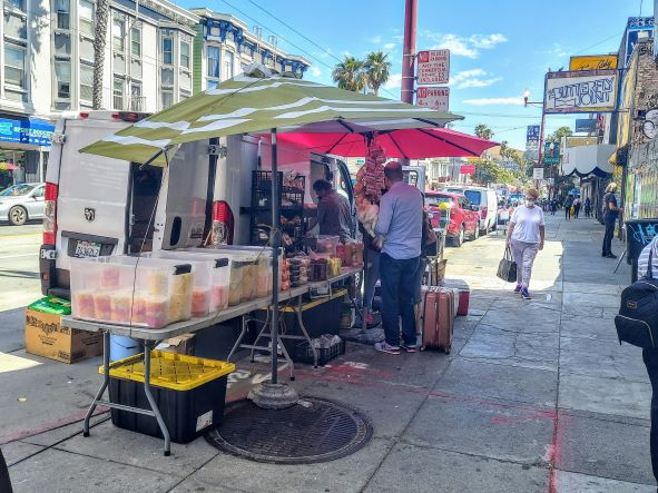 Fruit, Tamales, Sweets Vendor