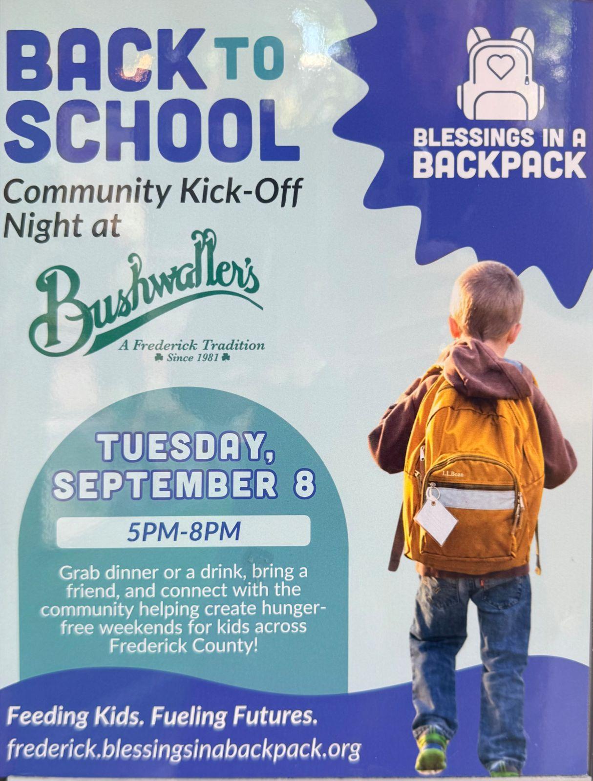 Bushwaller’s Charity Blessings in a Backpack Kick-Off