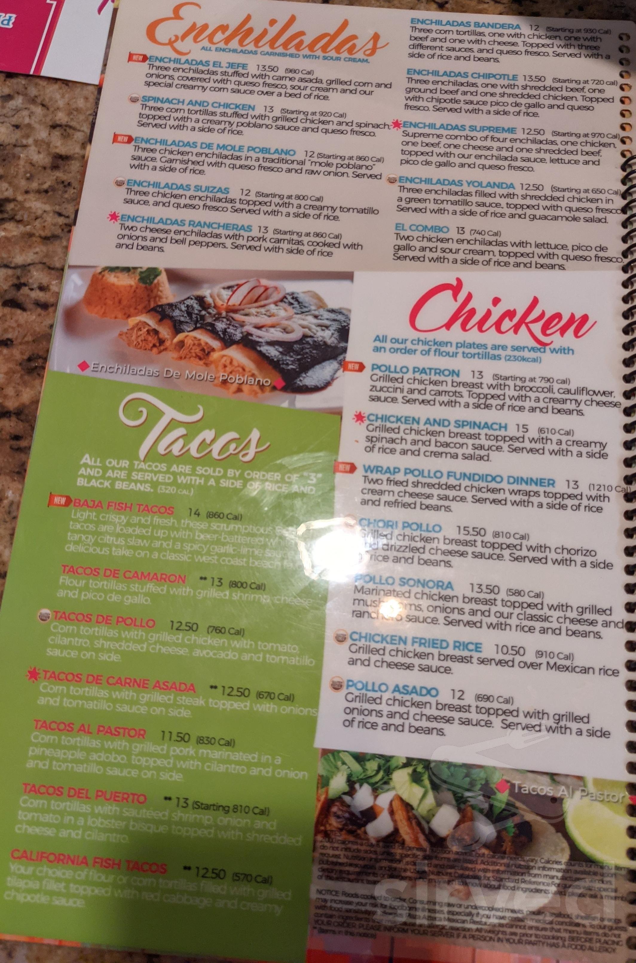 Menu for plaza azteca online