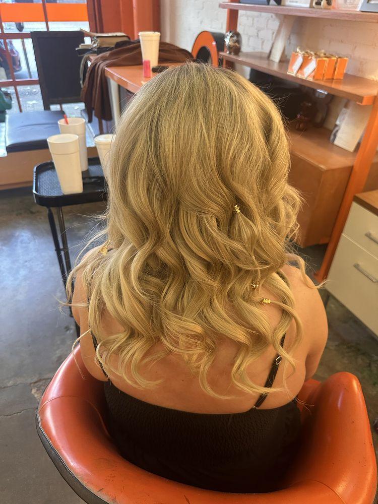 Blonde waves styled at The Orange Salon in Deep Ellum, Dallas
