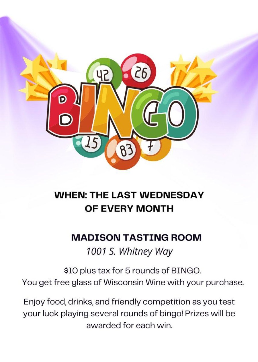 BINGO at Cambridge Winery's Madison Tasting Room