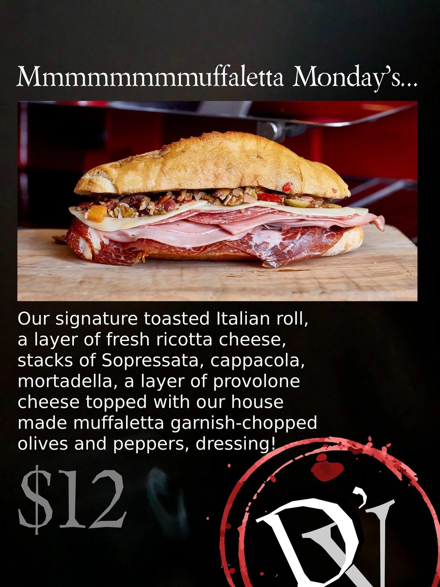 Meatball, Muffaletta & Pizza Monday — D'Vino