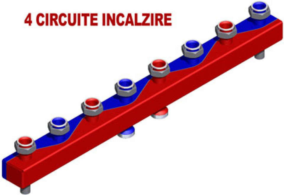 Distribuitoare Sinus 80/60 cu piulita olandeza - 4 circuite incalzire