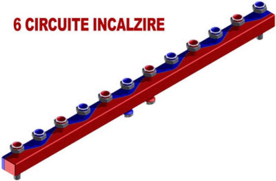 Distribuitoare Sinus 80/60 cu piulita olandeza - 6 circuite incalzire