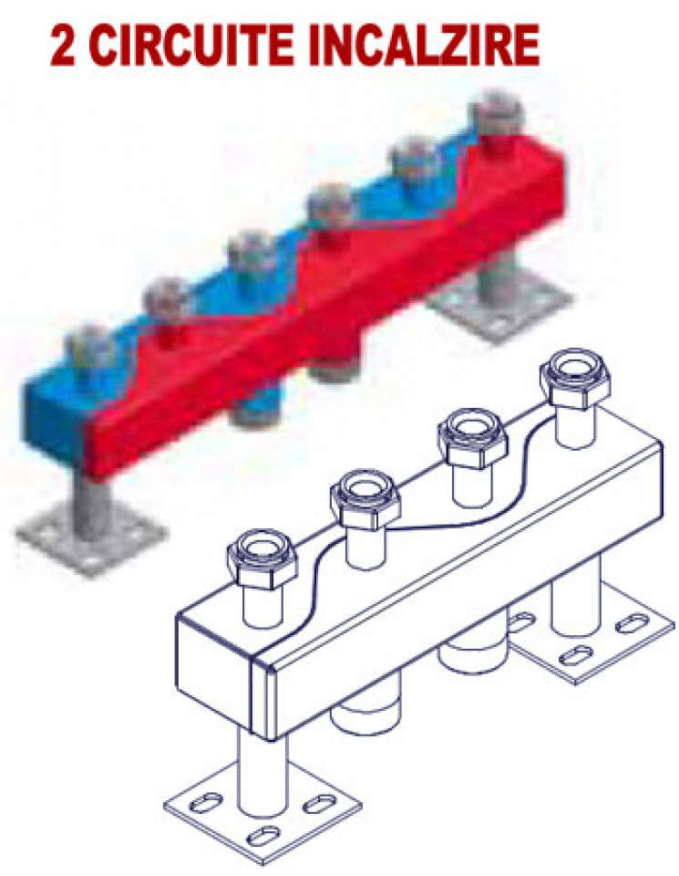 Colector sinusoidal 120/80 - 6.5 m3/h - 2 circuite de incalzire