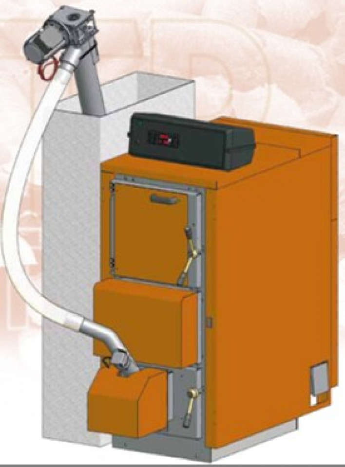 CENTRALA TERMICA PE LEMNE SI PELETI INOX - FUEGO DUPLEX 90R I 90 KW