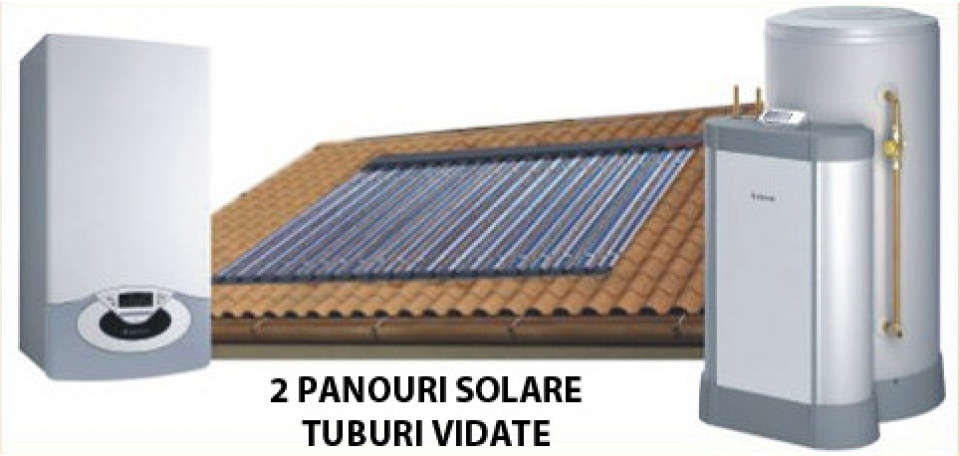 Pachet centrala in condensatie 31 kw cu 2 panouri solare vidate si boiler solar 300 litri