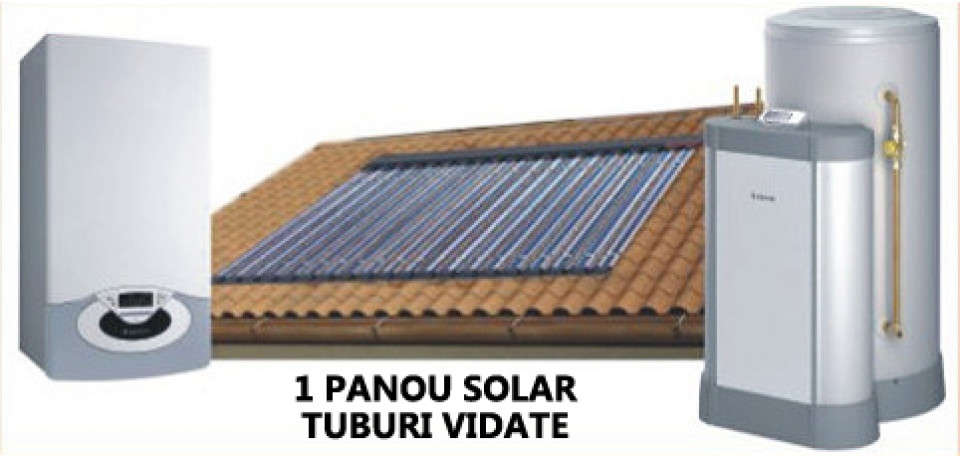 Pachet centrala in condensatie 28 kw cu 1 panou solar vidat si boiler solar 200 litri