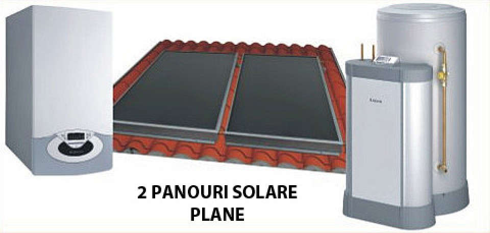 Pachet centrala in condensatie 28 kw cu 2 panouri solare plane si boiler solar 300 litri