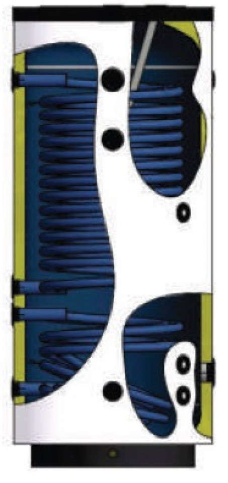 BOILER CU 2 SERPENTINE PENTRU POMPA DE CALDURA SI PANOURI SOLARE - BSPT 500 - 500 L