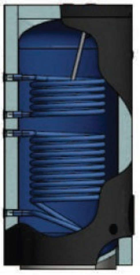 BOILER SOLAR CU 2 SERPENTINE FIXE  CU FLANSA DE VIZITARE BST 2000 + FI